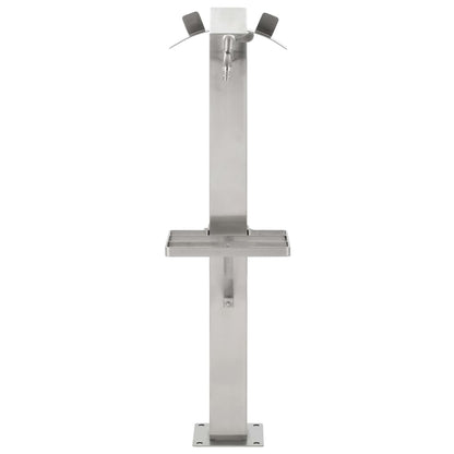 Wassersäule Edelstahl 8x8x95 cm Wasserhahn mit Ablage Garten Zapfsäule