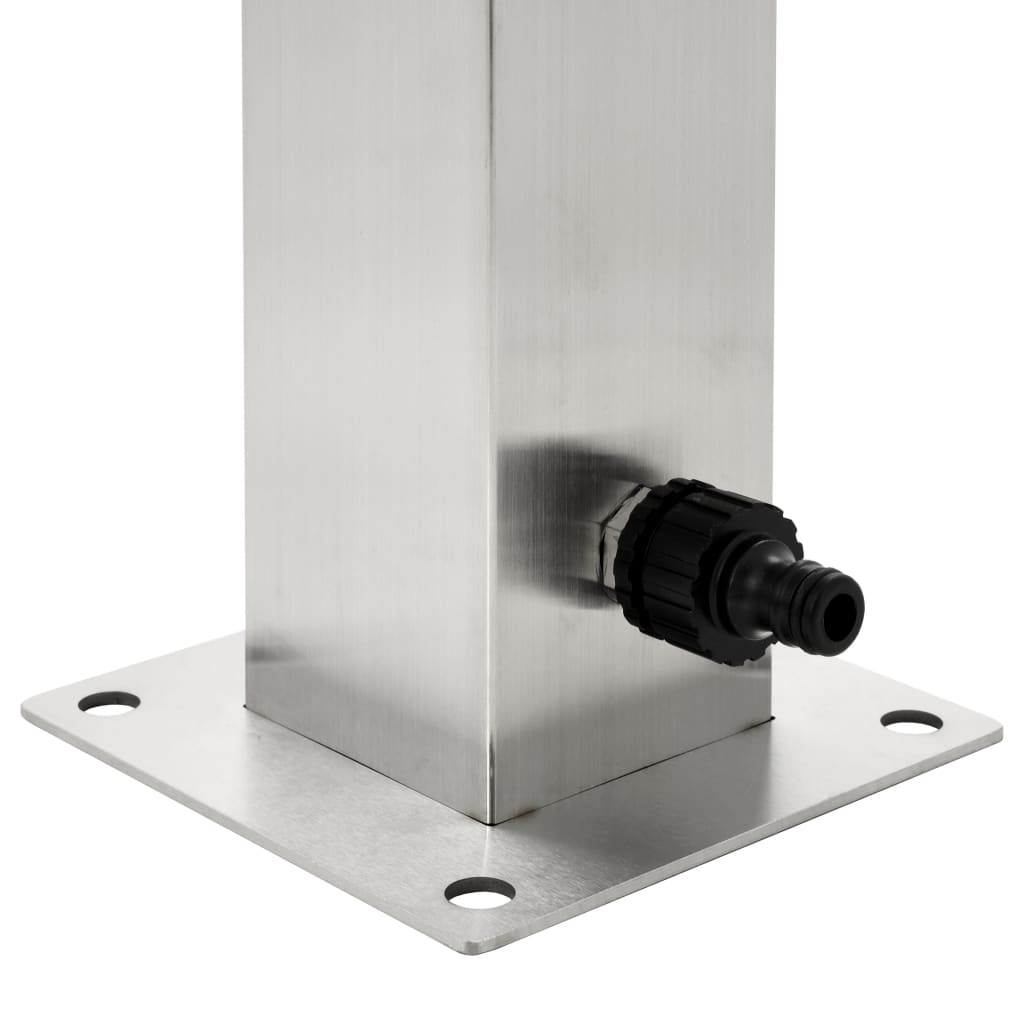 Wassersäule Edelstahl 8x8x95 cm Wasserhahn mit Ablage Garten Zapfsäule