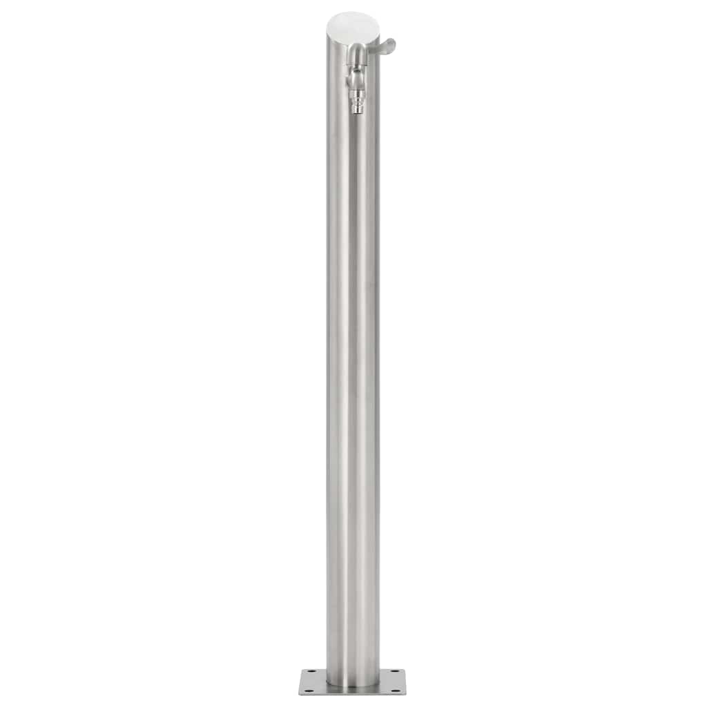Wassersäule Edelstahl 7,6 x 95 cm Wasserhahn Garten Zapfsäule Silber