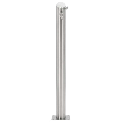 Wassersäule Edelstahl 7,6 x 95 cm Wasserhahn Garten Zapfsäule Silber