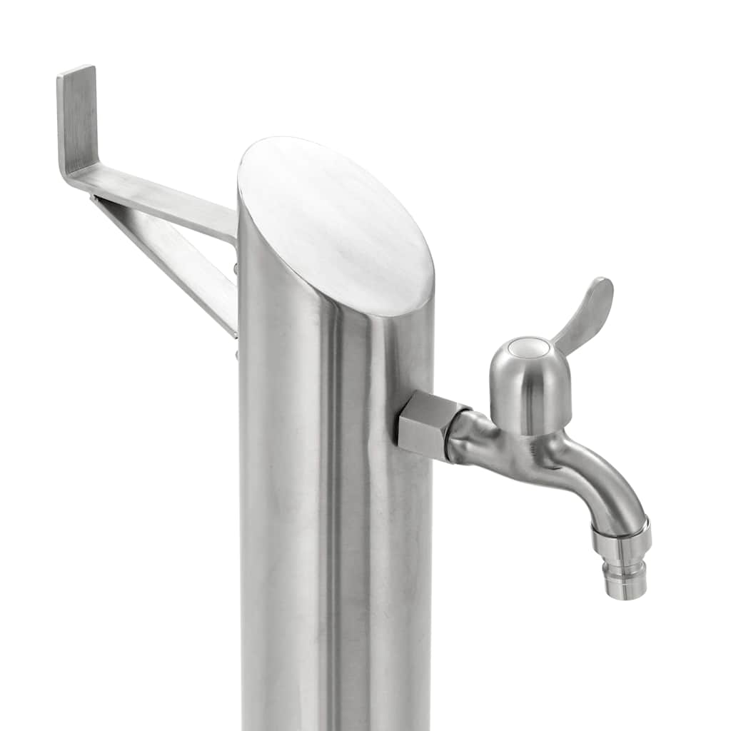 Wassersäule Edelstahl 7,6 x 95 cm Wasserhahn Garten Zapfsäule Silber