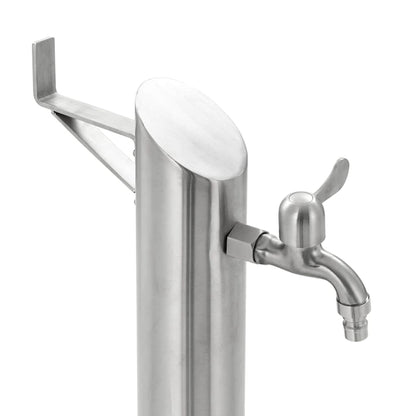 Wassersäule Edelstahl 7,6 x 95 cm Wasserhahn Garten Zapfsäule Silber