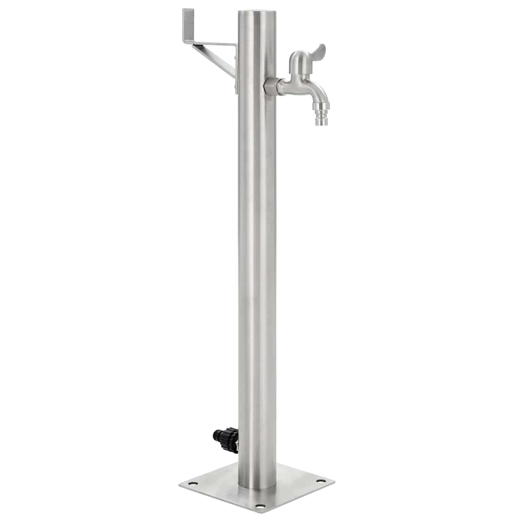 Wassersäule Edelstahl 5,1x65 cm Wasserhahn Garten Zapfsäule Silber