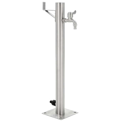 Wassersäule Edelstahl 5,1x65 cm Wasserhahn Garten Zapfsäule Silber