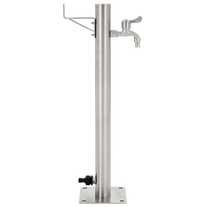 Wassersäule Edelstahl 5,1x65 cm Wasserhahn Garten Zapfsäule Silber