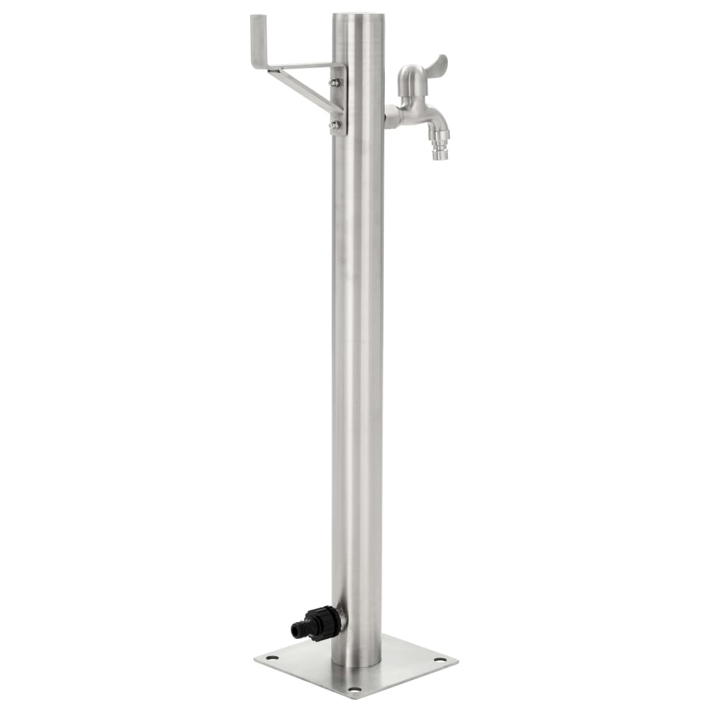 Wassersäule Edelstahl 5,1x65 cm Wasserhahn Garten Zapfsäule Silber