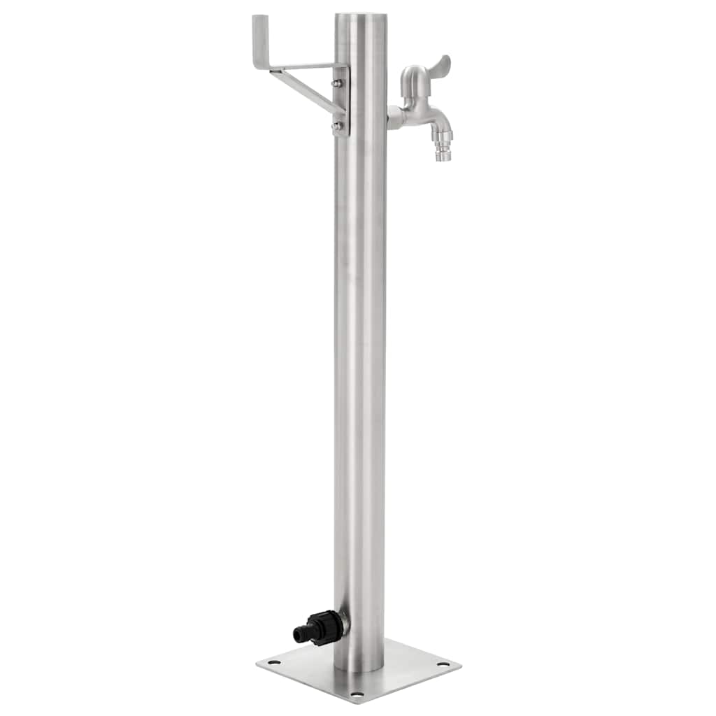 Wassersäule Edelstahl 5,1x65 cm Wasserhahn Garten Zapfsäule Silber