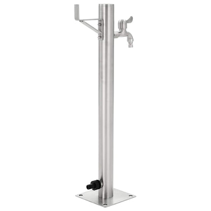 Wassersäule Edelstahl 5,1x65 cm Wasserhahn Garten Zapfsäule Silber