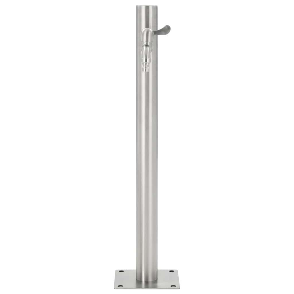 Wassersäule Edelstahl 5,1x65 cm Wasserhahn Garten Zapfsäule Silber