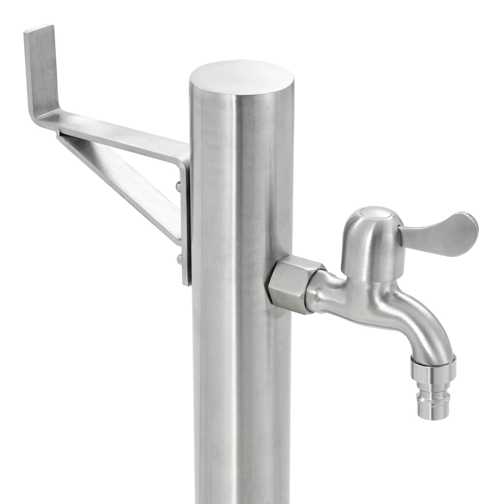Wassersäule Edelstahl 5,1x65 cm Wasserhahn Garten Zapfsäule Silber