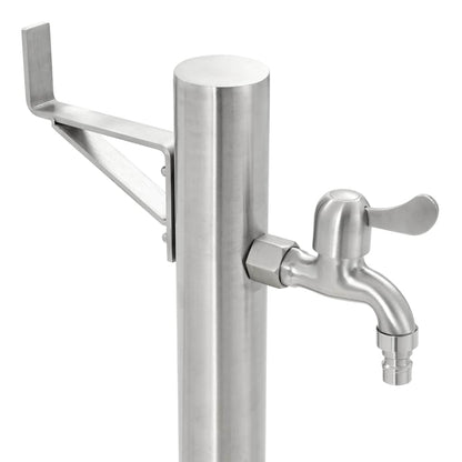 Wassersäule Edelstahl 5,1x65 cm Wasserhahn Garten Zapfsäule Silber