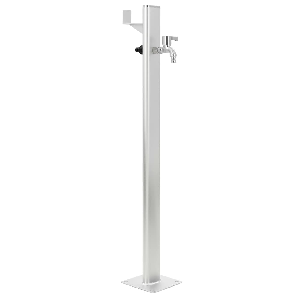 Wassersäule Aluminium 7 x 3 x 95 cm Garten Wasserhahn Zapfsäule Silber