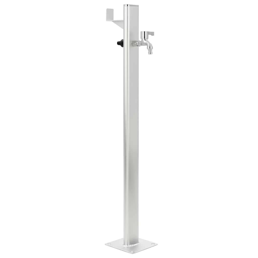 Wassersäule Aluminium 7 x 3 x 95 cm Garten Wasserhahn Zapfsäule Silber