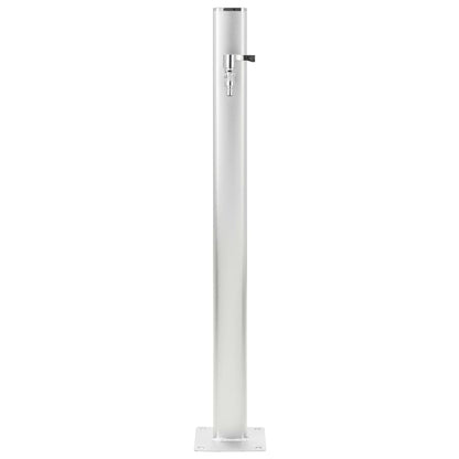 Wassersäule Aluminium 7 x 3 x 95 cm Garten Wasserhahn Zapfsäule Silber
