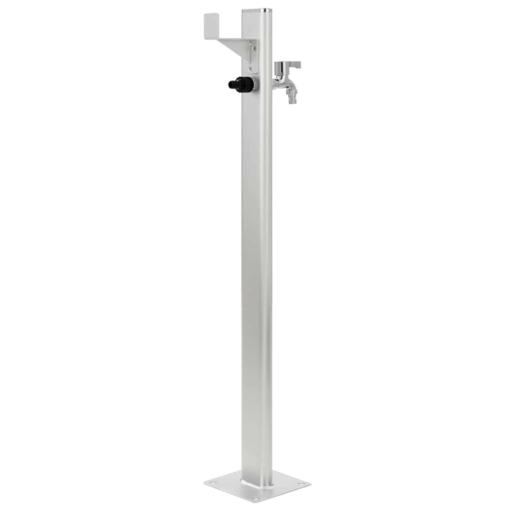 Wassersäule Aluminium 7 x 3 x 95 cm Garten Wasserhahn Zapfsäule Silber