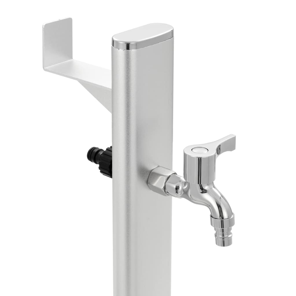 Wassersäule Aluminium 7 x 3 x 95 cm Garten Wasserhahn Zapfsäule Silber