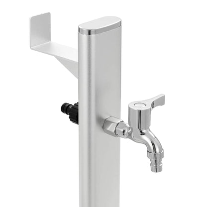 Wassersäule Aluminium 7 x 3 x 95 cm Garten Wasserhahn Zapfsäule Silber