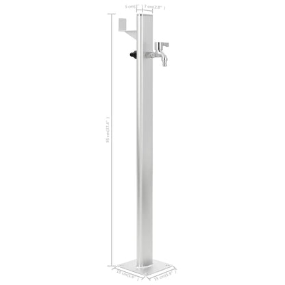 Wassersäule Aluminium 7 x 3 x 95 cm Garten Wasserhahn Zapfsäule Silber