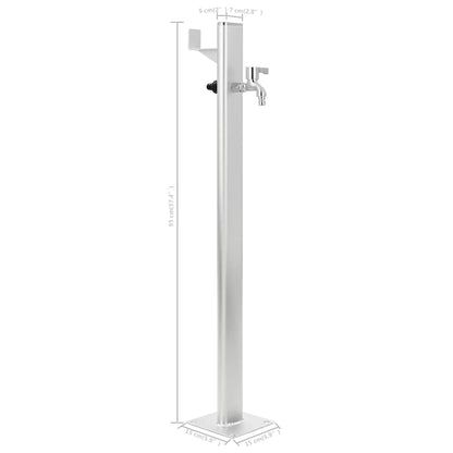 Wassersäule Aluminium 7 x 3 x 95 cm Garten Wasserhahn Zapfsäule Silber