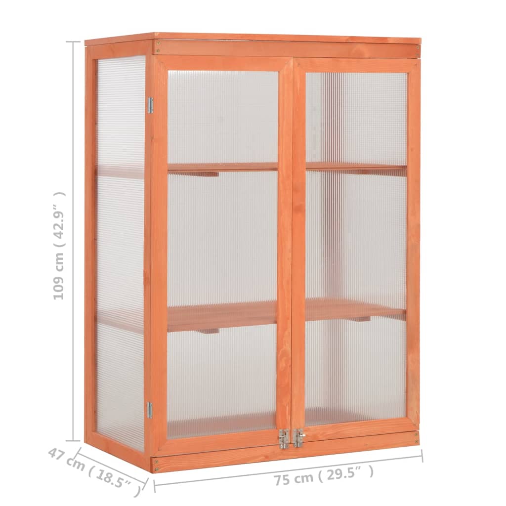 Anzuchtgewächshaus Holz 75x47x109 cm Braun Kräuter-Gewächshaus Minigewächshaus
