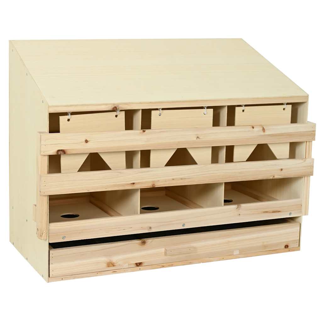 Abrollnest Hühner 3-fach Legenest Holz 93x40x65 cm Schrägdach Eierfach