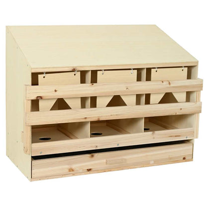 Abrollnest Hühner 3-fach Legenest Holz 93x40x65 cm Schrägdach Eierfach