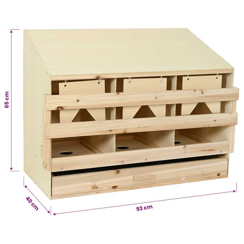 Abrollnest Hühner 3-fach Legenest Holz 93x40x65 cm Schrägdach Eierfach