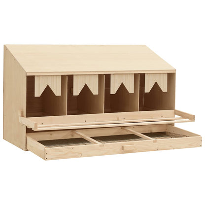 Abrollnest Hühner 4-fach Legenest Holz 106x40x59 cm Schrägdach Eierfach