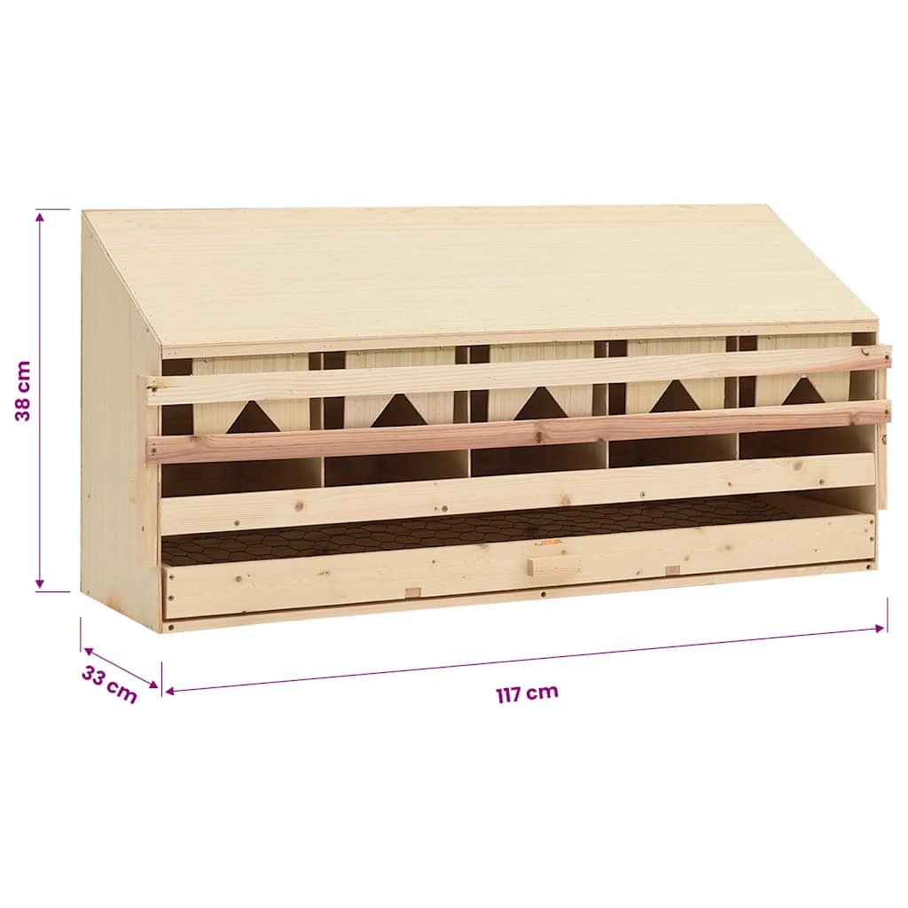 Abrollnest Hühner 5-fach Legenest Holz 117x33x38 cm Flachdach Eierfach
