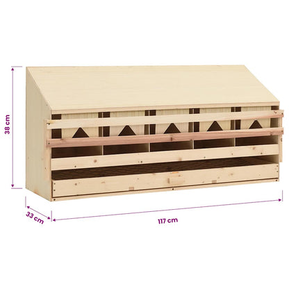 Abrollnest Hühner 5-fach Legenest Holz 117x33x38 cm Flachdach Eierfach