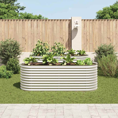 Garten-Hochbeet 240 x 80 x 81 cm Verzinkter Stahl Silbern Pflanzkasten oval