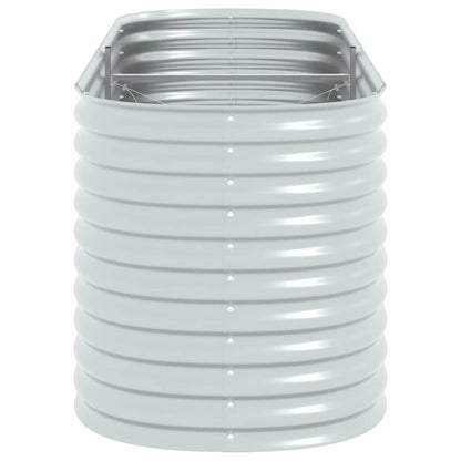 Garden raised bed 240 x 80 x 81 cm Galvanized steel Silver Oval planter