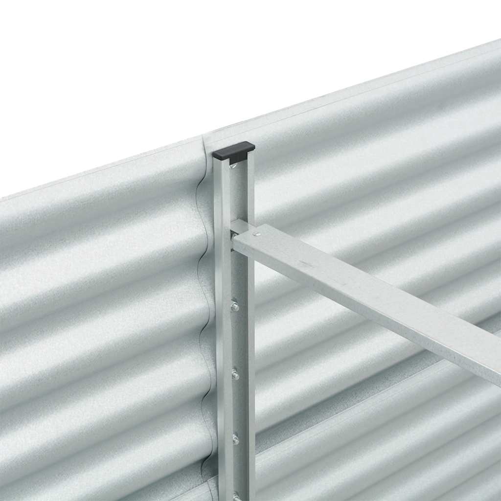 Garden raised bed 240 x 80 x 81 cm Galvanized steel Silver Oval planter