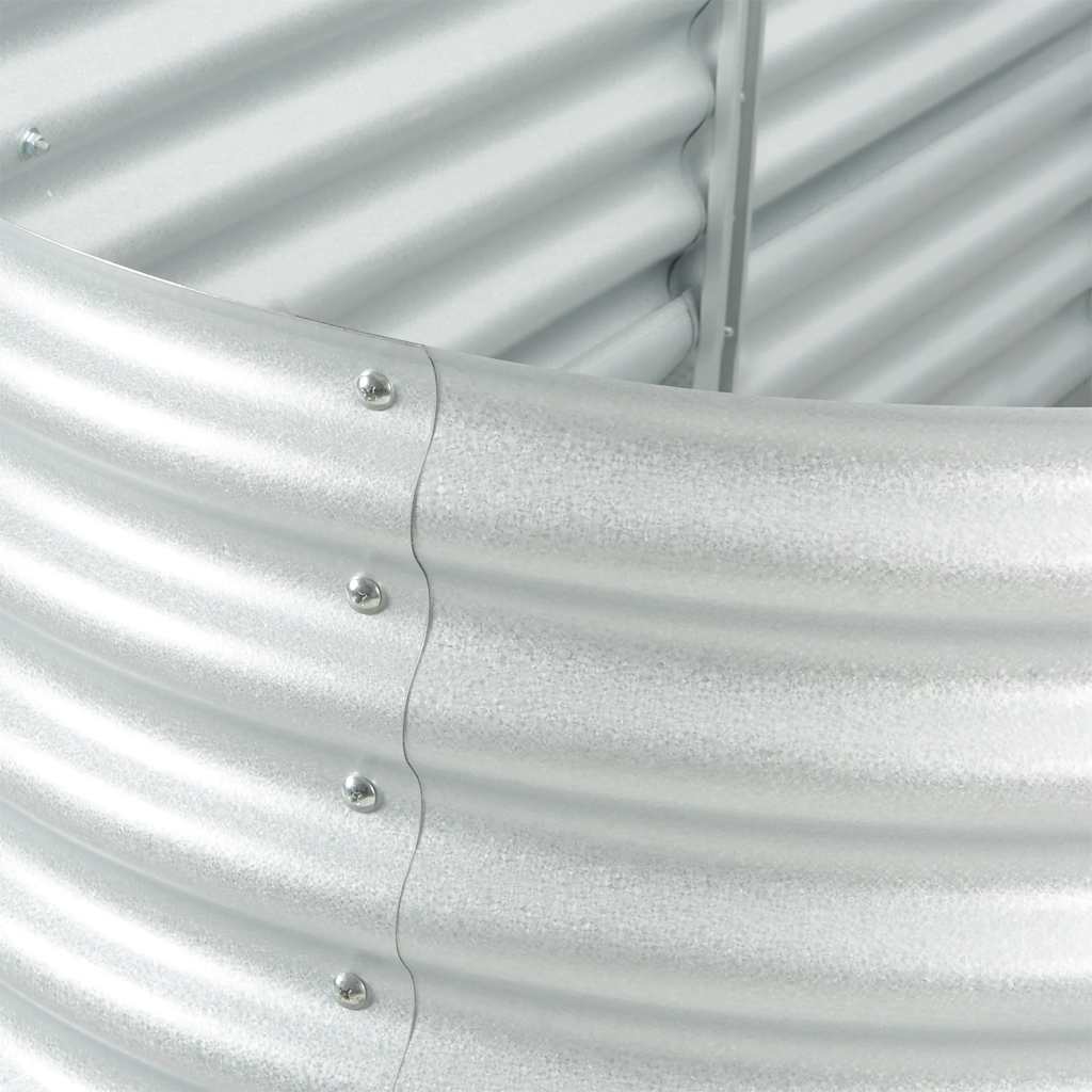 Garden raised bed 240 x 80 x 81 cm Galvanized steel Silver Oval planter