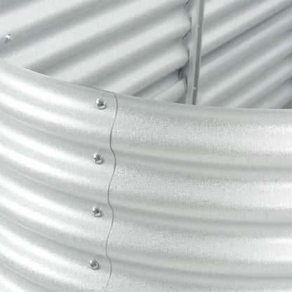 Garden raised bed 240 x 80 x 81 cm Galvanized steel Silver Oval planter