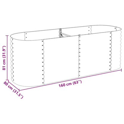 Garten-Hochbeet 240 x 80 x 81 cm Verzinkter Stahl Silbern Pflanzkasten oval