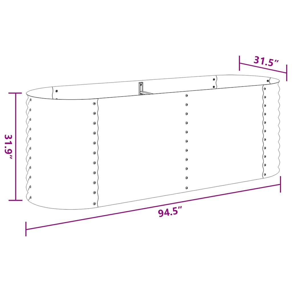 Garten-Hochbeet 240 x 80 x 81 cm Verzinkter Stahl Silbern Pflanzkasten oval