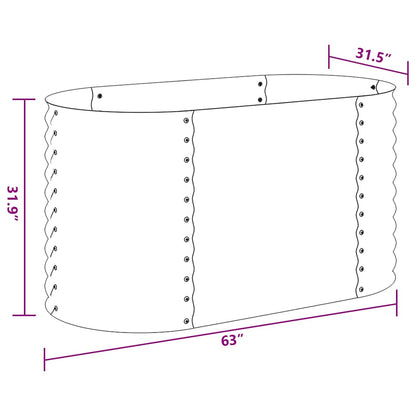 Garten-Hochbeet 160x80x81 cm Verzinkter Stahl Silbern Pflanzkübel oval