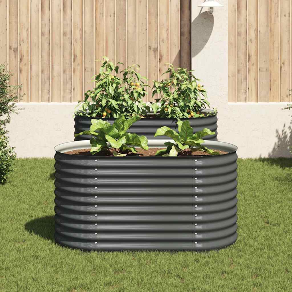 Garten-Hochbeet 160x80x81 cm Verzinkter Stahl Anthrazit Pflanzkübel oval