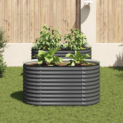 Garten-Hochbeet 160x80x81 cm Verzinkter Stahl Anthrazit Pflanzkübel oval