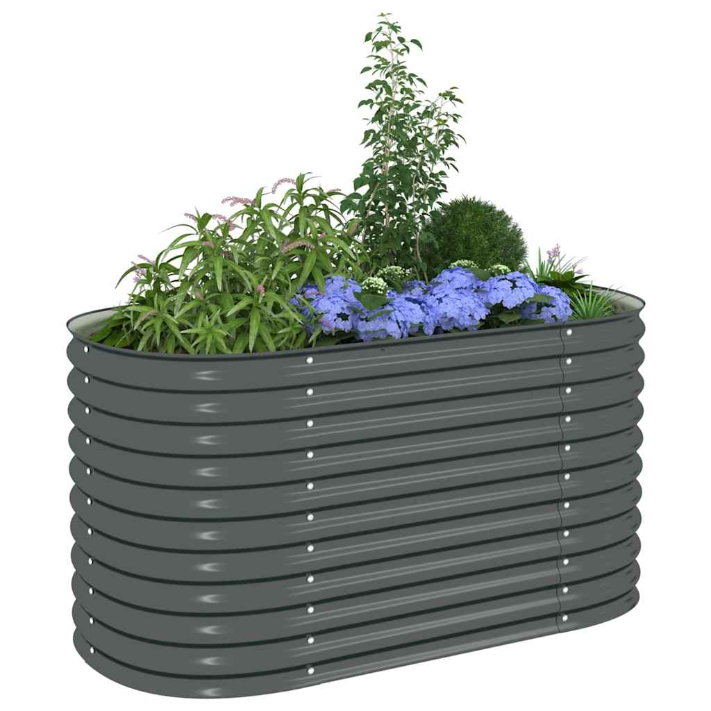 Garten-Hochbeet 160x80x81 cm Verzinkter Stahl Anthrazit Pflanzkübel oval