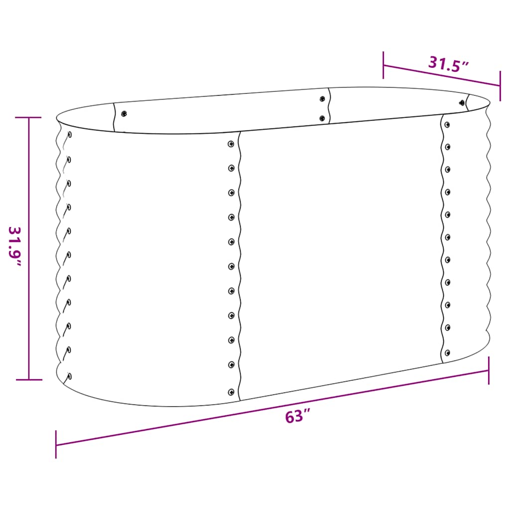 Garten-Hochbeet 160x80x81 cm Verzinkter Stahl Anthrazit Pflanzkübel oval