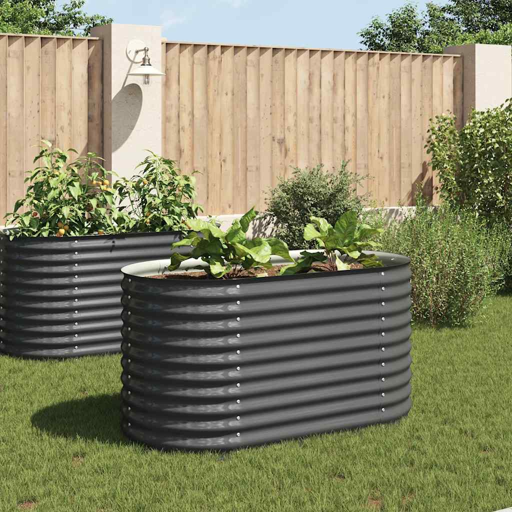 Garten-Hochbeet 160x80x81 cm Verzinkter Stahl Anthrazit Pflanzkübel oval