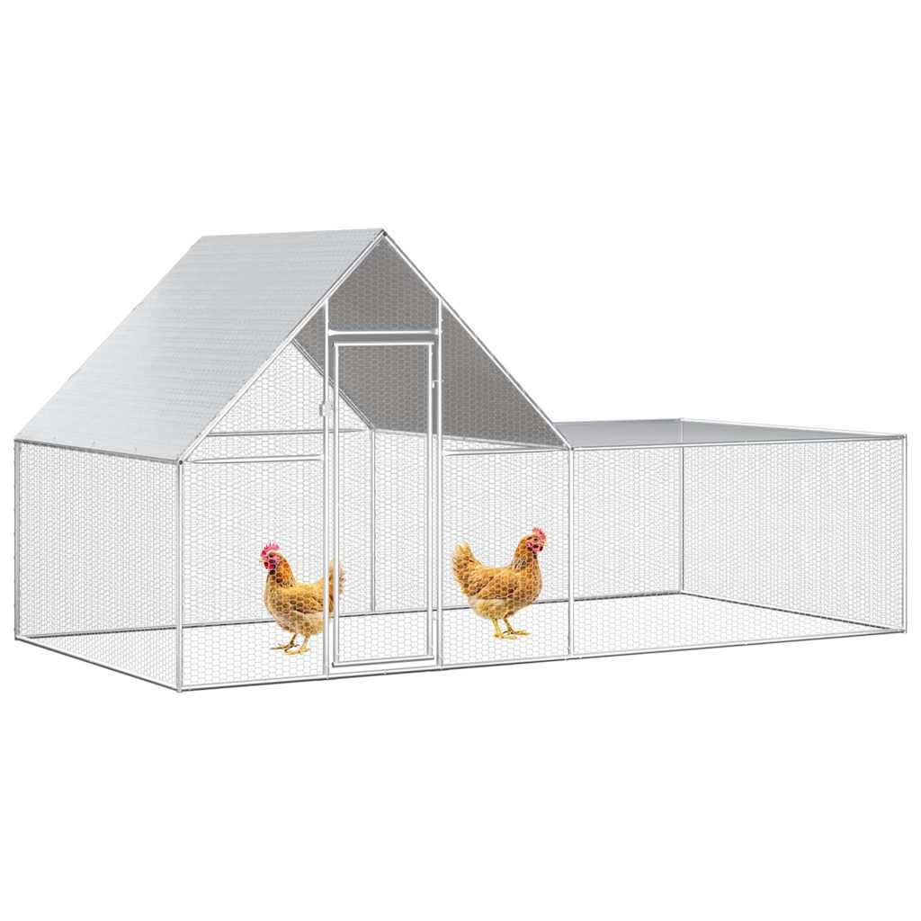 Chicken cage, chicken coop, steel, 4 x 2 x 2 m, run, outdoor enclosure, animal cage, poultry house