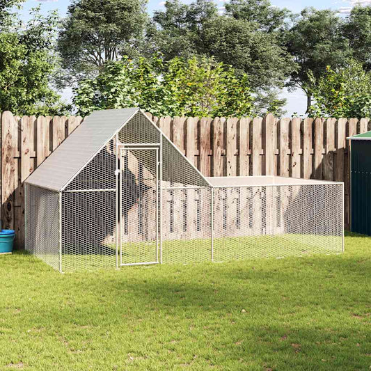 Chicken cage, chicken coop, steel, 4 x 2 x 2 m, run, outdoor enclosure, animal cage, poultry house