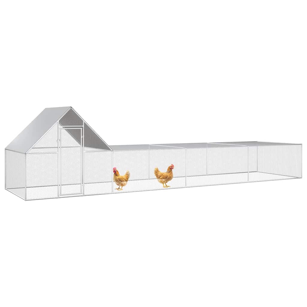 Hühnerkäfig Hühnerstall Stahl 8 x 2 x 2 m Auslauf Freigehege Tierkäfig Geflügelstall