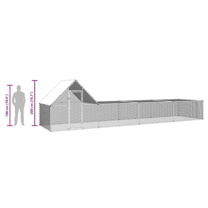 Hühnerkäfig Hühnerstall Stahl 8 x 2 x 2 m Auslauf Freigehege Tierkäfig Geflügelstall
