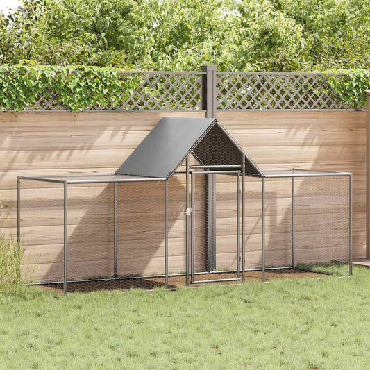 Chicken cage, chicken coop, steel, 3 x 1 x 1.5 m, run, outdoor enclosure, animal cage, poultry house