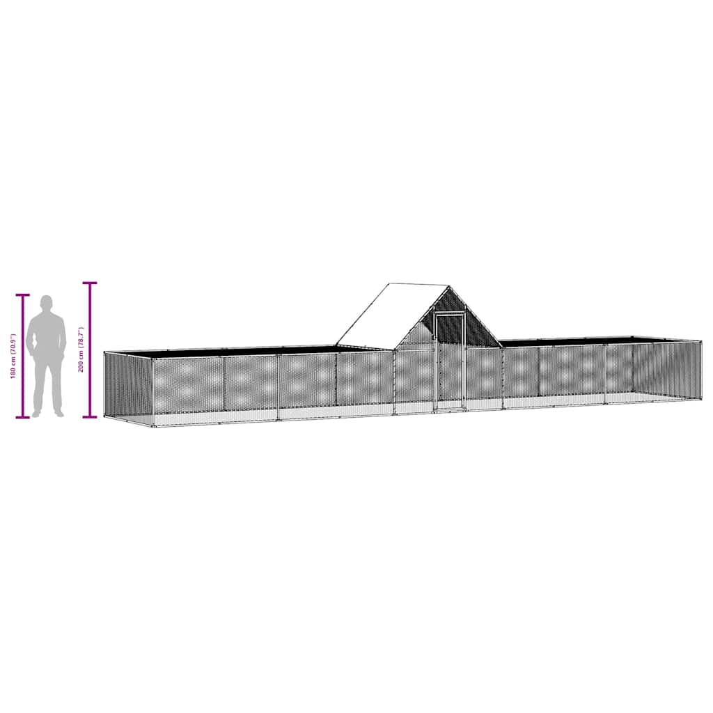 Chicken cage, chicken coop, steel, 10 x 2 x 2m, run, outdoor enclosure, animal cage, poultry house