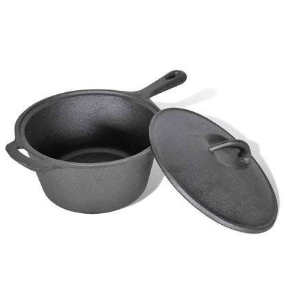 Gusseisen Dutch Oven Set komplett Camping Grill Feuertopf Set mit Holzbox 9tlg